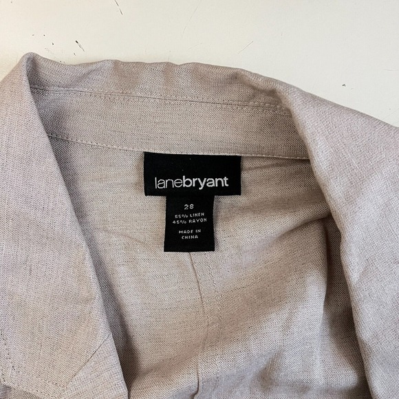 LANE BRYANT 100% Linen‎ Lightweight Jacket Womens 28 Beige Blazer Unlined - Picture 3 of 10